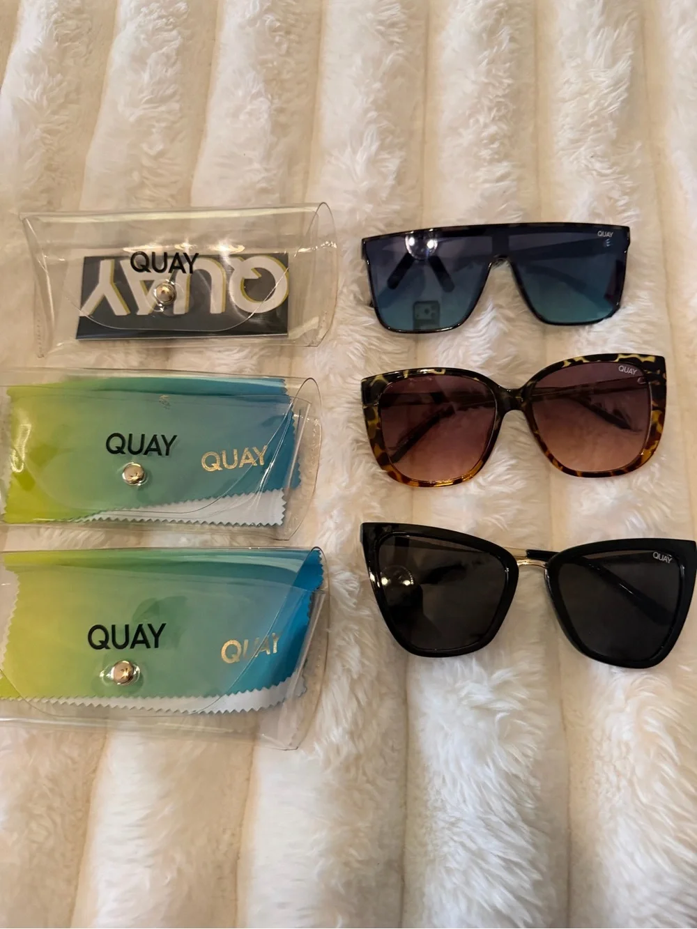 Quay Australia Women's Sunglasses LOT - Blue, Tortoiseshell, Black